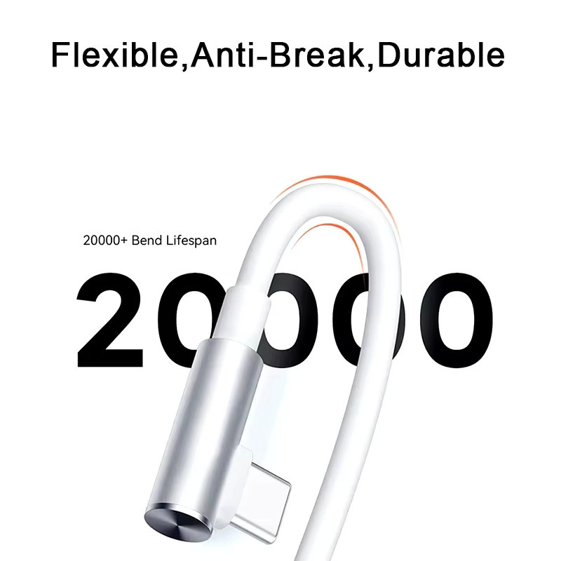Xiaomi USB-C Schnellladekabel mit 90-Grad-Winkel, 6A, bis zu 120W, Farbe: Weiß - Bild 3