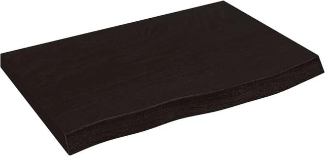 vidaXL Wandregal aus Massivholz Eiche in Dunkelbraun, B/H/T: 60 x 40 x 2-4 cm - Bild 1