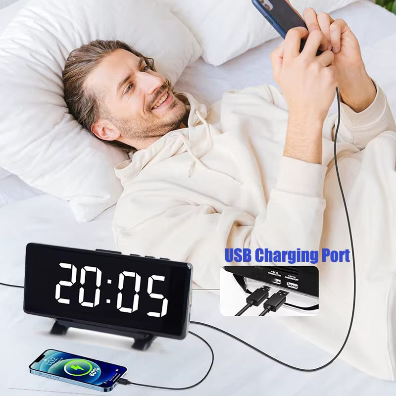LOVOCK Digitaler Wecker mit großem LED-Display in Weiß, moderne elektronische Tischuhr für Schlafzimmer, Büro und Nachttisch - Bild 3