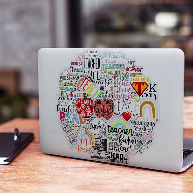 50 Stück Englisch Lehrer Aufkleber Multicolor für Laptop, Koffer und Skateboard - Bild 2