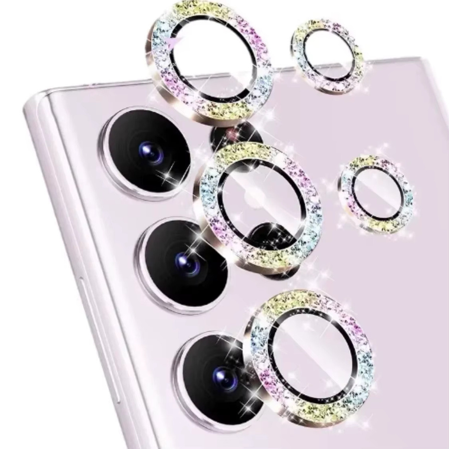 Diamant Kamera Objektiv Schutz Film für Samsung Galaxy S24 Ultra und S24 Plus in Transparent und Gold HD Klar - Bild 5
