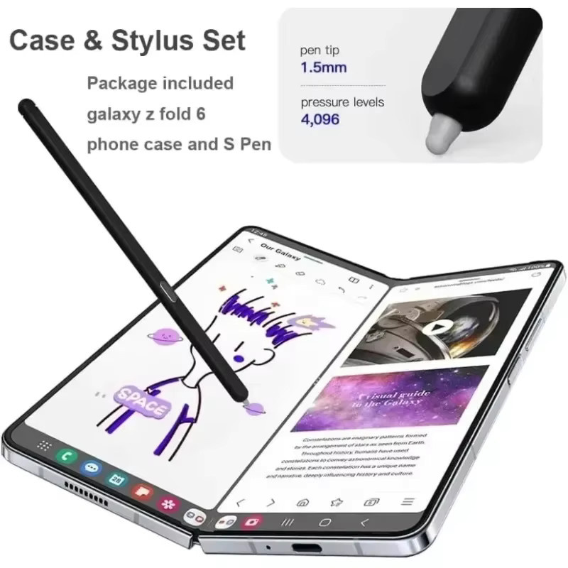 Matte und schlanke Handyhülle mit Stift und integrierter Displayschutzfolie für Samsung Galaxy Z Fold 7, 6, 5, 4, 3 in Pink - Bild 4