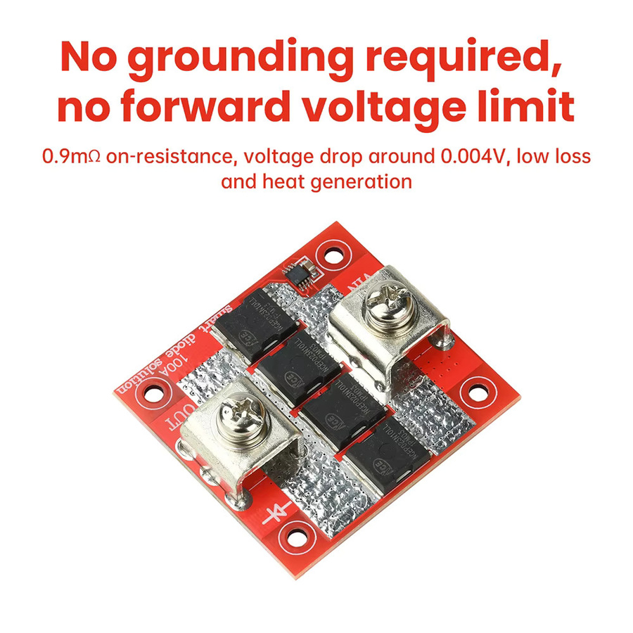 Ultra Low Dropout 100A Hochstrom Diodenmodul in Rot für Solarregler mit Anti-Reverse-Lade- und Stromschutz - Bild 2