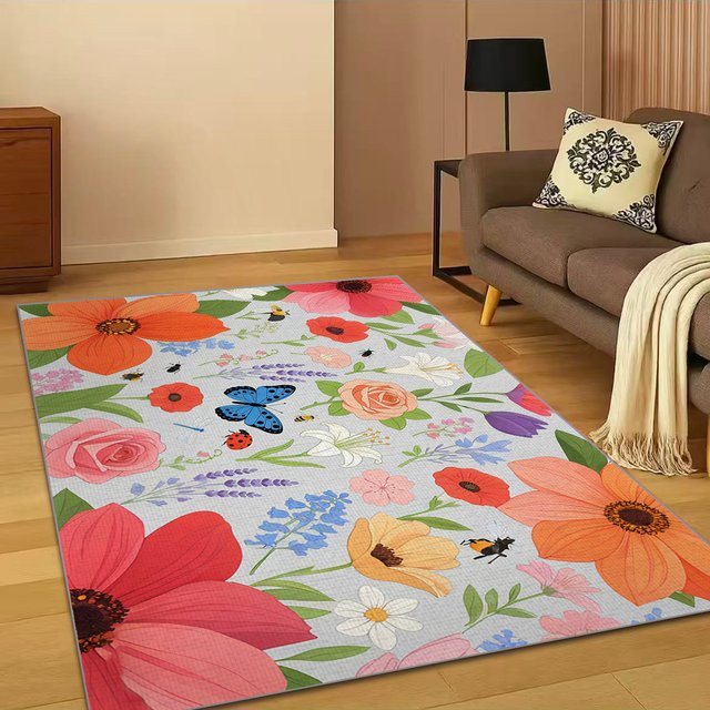 RAKKS Teppich mit Insektenmuster in Multicolour, moderner und rutschfester Teppich für Wohnzimmer und Schlafzimmer, waschbar, B/T: 60 x 40 cm - Bild 1
