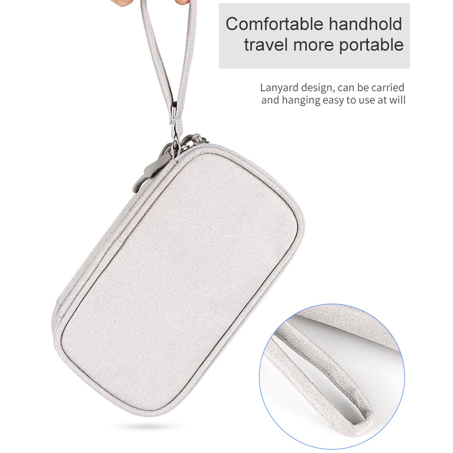 Urgrico Datenkabel-Aufbewahrungstasche, wasserdichte Reise-Organizer-Tasche für USB-Ladegeräte und Kabel in Blau und Grau - Bild 2