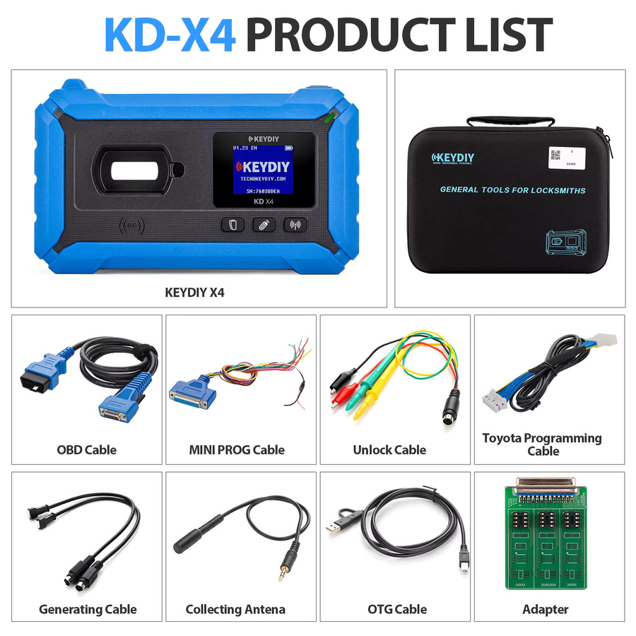 KEYDIY X4 5-in-1 Schlüsselprogrammiergerät mit BDC3 in Blau für Schlüsselerkennung, Erstellung, Kopieren und Programmierung - Bild 2