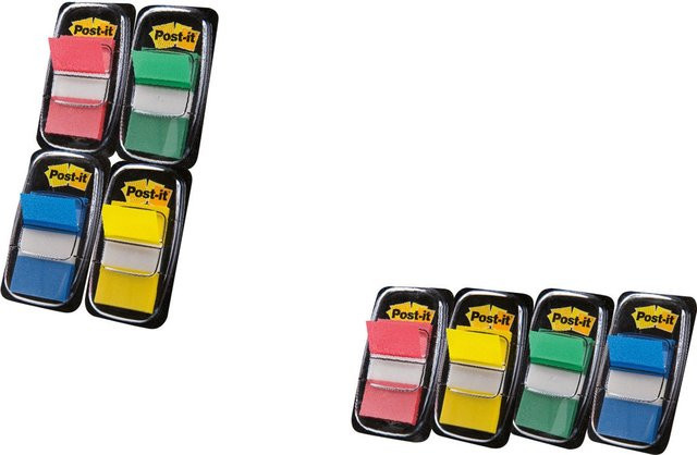 3M Post-it Index 680 Klebemarker in Rot, Gelb, Grün und Blau (12 Pack à 50 Streifen) - Bild 1