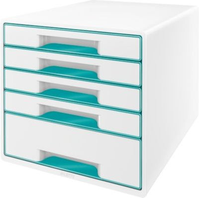 LEITZ Schubladenbox WOW CUBE 5214 Dokumentenbox mit 5 Schüben für DIN A4 aus Polystyrol in Eisblau - Bild 1