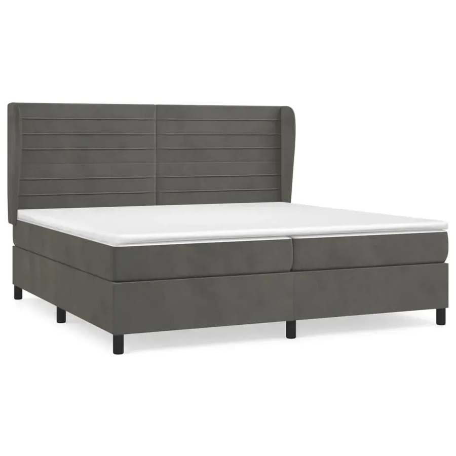 vidaXL Boxspringbett Hybrid mit Matratze und Taschenfederkern aus Samt in Dunkelgrau B/T/H: 200 x 200 x 118 cm - Bild 2