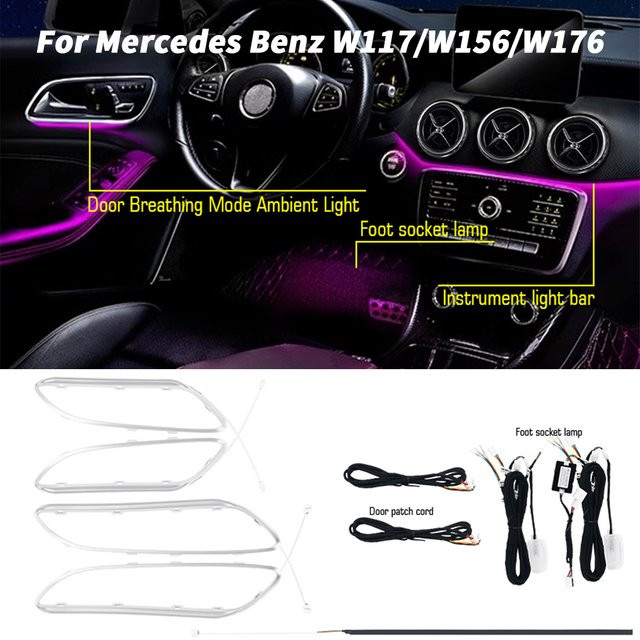 KALADA Ambientebeleuchtung für Mercedes-Benz A CLA GLA W176 W117 X156 mit App- und Fernbedienungssteuerung, RGB LED Set in Multicolour - Bild 1