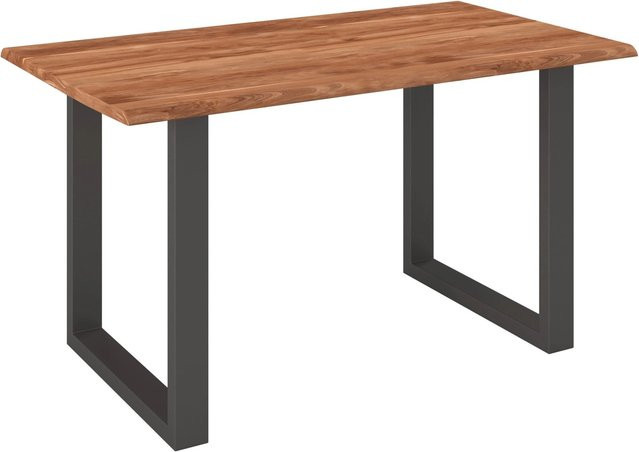 Bessagi Home Esstisch Malmo aus Echtholz Akazie in Braun und Schwarz mit Live Edge Design, B/T/H: 140 x 80 x 76 cm - Bild 1