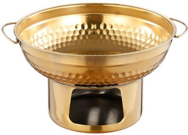 Shihehong Thai Hot Pot aus Edelstahl in Gold und Silber, tragbarer Desserthalter mit schneller Heizfunktion, Durchmesser: 20 cm - Bild 1