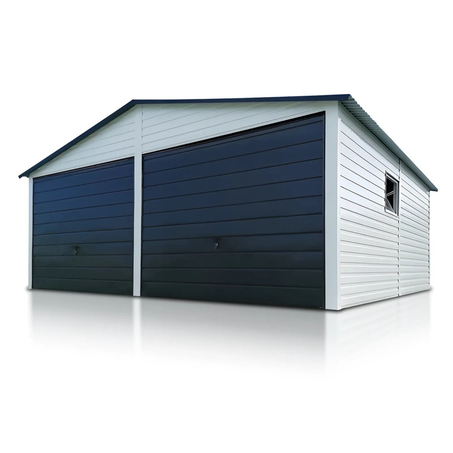 Liderstal Doppelgarage Standard aus Trapezprofilblech mit Satteldach und Schwingtor in Weiß, B: 600 cm, T: 500 cm, H: 280 cm - Bild 2