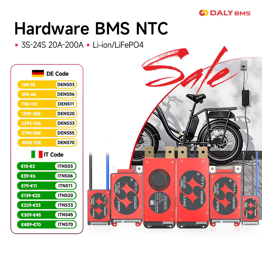 Daly BMS LiFePO4 4S 12V Batteriemanagementsystem mit NTC in Rot - Bild 4