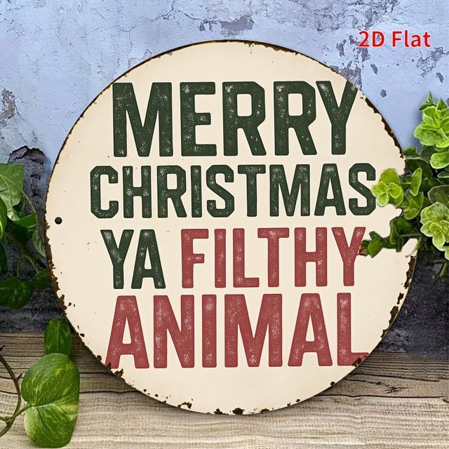 Potdemiel Weihnachtsschild Merry Christmas You Filthy Animal in kräftigem Rot für deine rustikale Bauernhausdekoration - Bild 1