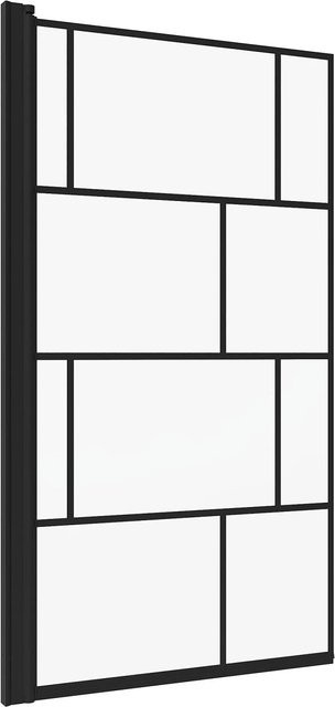 Aquabatos Badewannenaufsatz Einflügelige Duschtrennwand mit Mattschwarzem und Kariertem Dekor, B: 80 cm, H: 140 cm - Bild 1