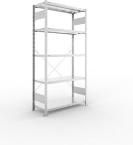 META Steckregal CLIP 330 verzinkt mit 5 Böden, Farbe: Silber, B/T/H: 200 x 100 x 40 cm - Bild 1