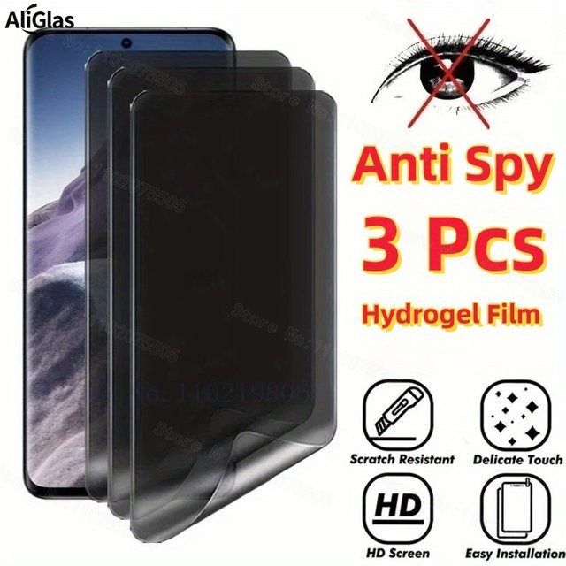 3er-Pack Privatsphäre Hydrogelfolie für Realme GT 8 Pro, GT 7 Pro und GT 7T, Transparent, Full Cover Displayschutzfolie mit Anti-Spy-Funktion - Bild 1