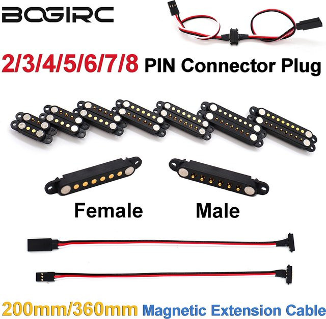 Magnetisches RC Verlängerungskabel mit Pin-Steckern für DIY-Projekte in Schwarz - Bild 1