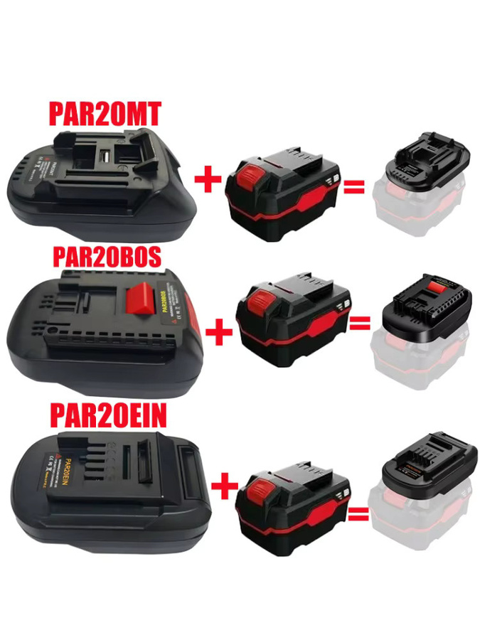 Parkside Batterie Adapter für Einhell, Bosch und Makita 18/20V Akku Werkzeuge, Farbe: Schwarz - Bild 4