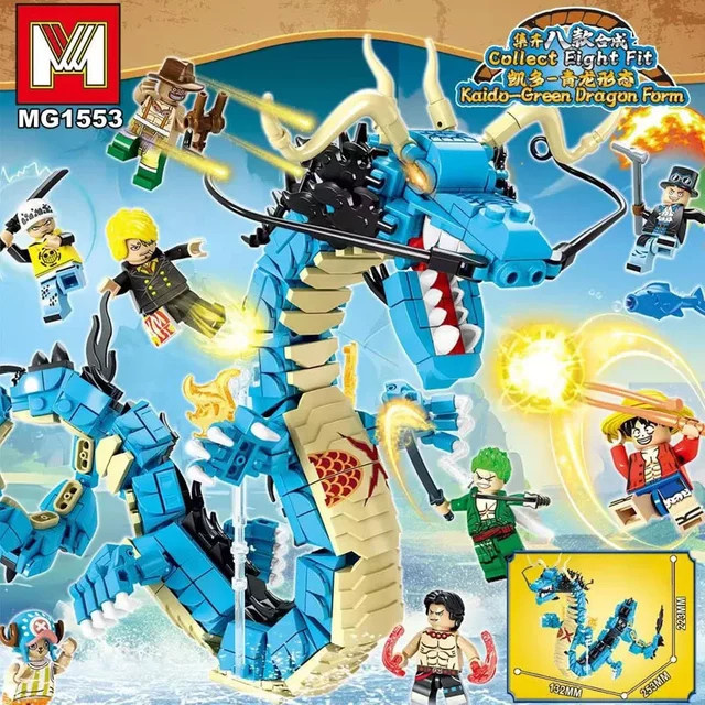 Bandai One Piece Bausteine Blind Box Luffy Kaido Drachen-Bricks, Blauer Drache, ab 6 Jahren - Bild 1
