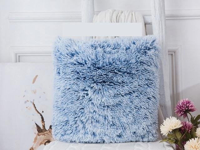JMG Clothing Zweifarbiger Plüsch-Kissenbezug in Blau, quadratisch, B/B/B: 43 x 43 x 43 cm - Bild 1