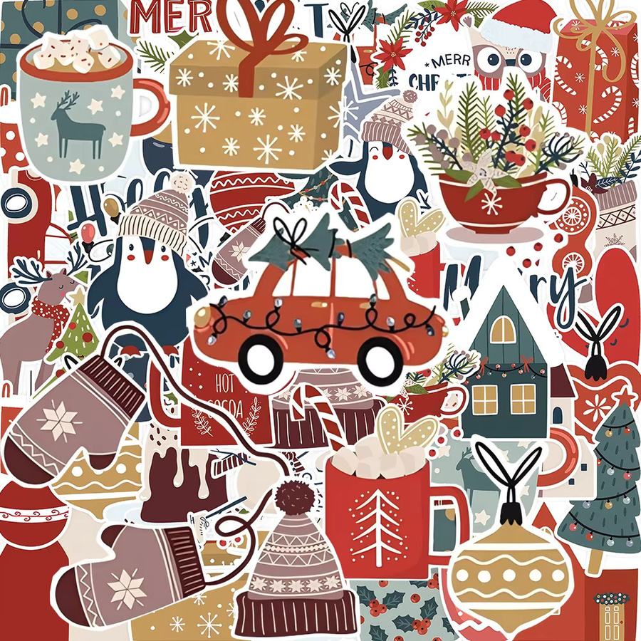Charile Retro Weihnachten Aufkleber Set, bunte Cartoon Graffiti Sticker für Laptop und Telefon, ästhetische Weihnachtsdekoration aus Papier - Bild 2