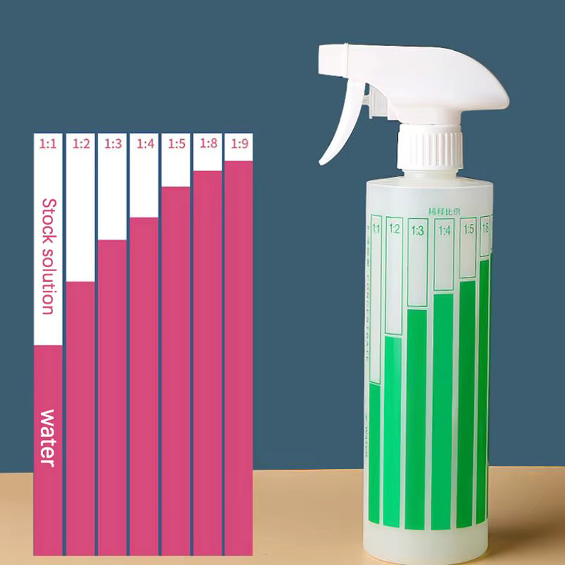 KOQZM Sprühflasche mit Proportional Skala für Konzentrat und Verdünnung, 500 ml, Grün, Kunststoff - Bild 6