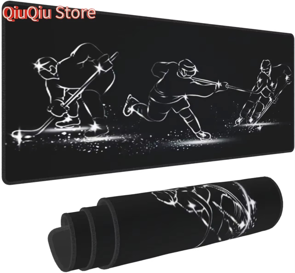 Potdemiel Eishockey-Gaming-Mauspad Schwarz, professionelle E-Sport-Mäusematte mit rutschfester Gummiunterseite - Bild 2