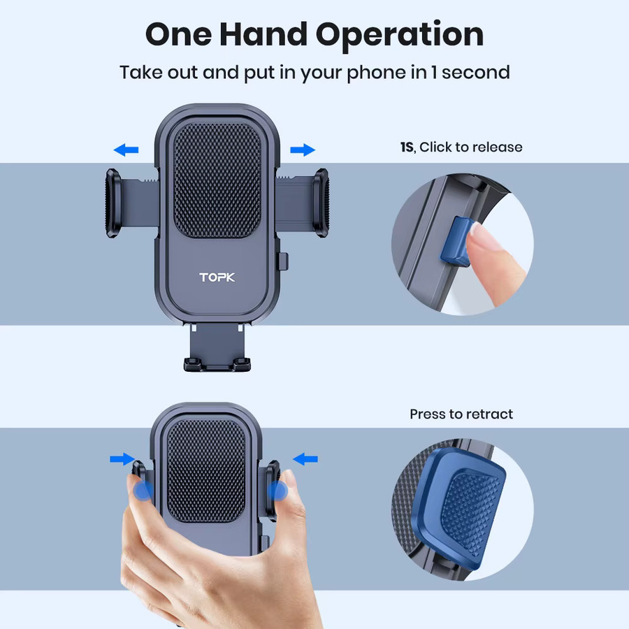 TOPK Universal Autotelefonhalterung in Schwarz mit 360 Grad Rotation für Lüftungsschlitze und Armaturenbrett inklusive Saugnapf für alle Smartphones - Bild 2