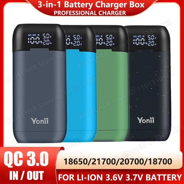 WAPUNO DIY Power Bank Gehäuse Blau, Tragbare Schnellladehülle mit QC3.0 und PD 18W für 18650, 21700 und 20700 Lithiumbatterien - Bild 1