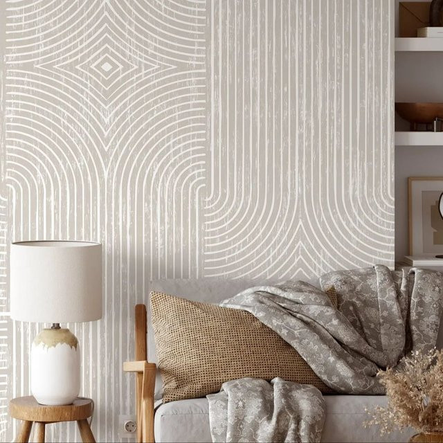 Pixel&Wall Boho-Tapete mit abstraktem geometrischem Design zum Aufkleben oder Abziehen - Bild 1
