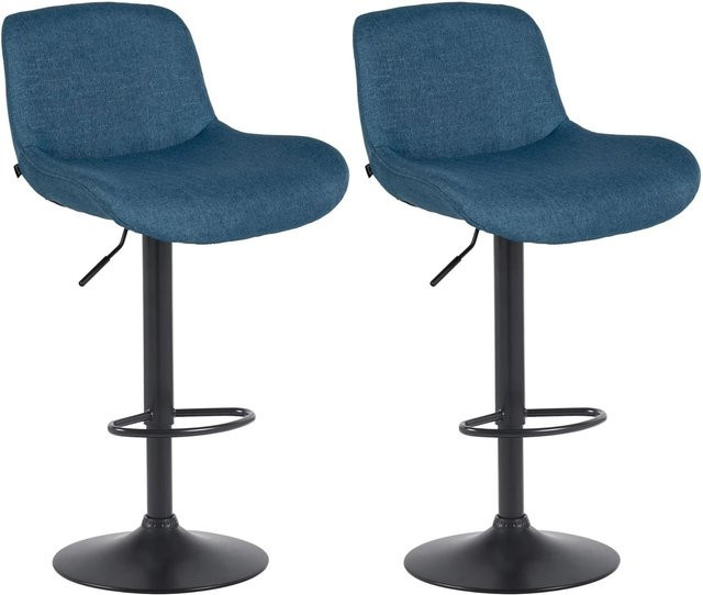 DELUKE 2er Set Barhocker PONOR aus Samt in Blau und Schwarz, höhenverstellbare Barstühle mit Lehne und 360 Grad Drehbarkeit, B/T/H: 50 x 50 x 85 cm - Bild 1