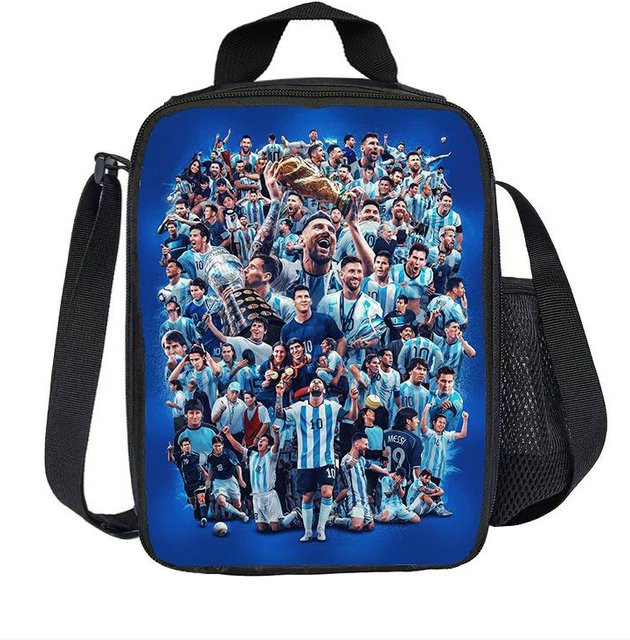 Isolierte Lunchtasche M-Messis Thermotasche mit Fußballstar Motiv in Grau von Fancy Style Studio, auslaufsicher und mehrfarbig - Bild 1