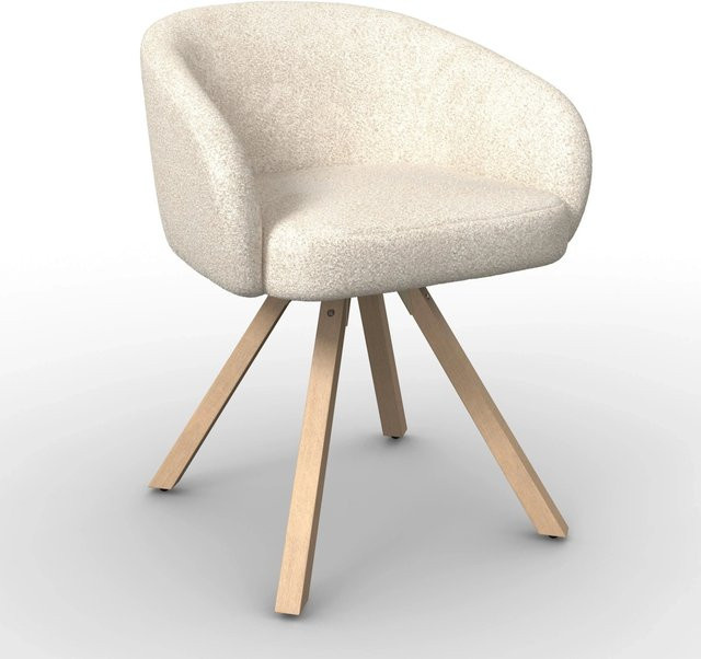 Bessagi Home Armlehnstuhl Naya in Creme Chenille, drehbar und gepolstert mit Buchenholzgestell - Bild 1