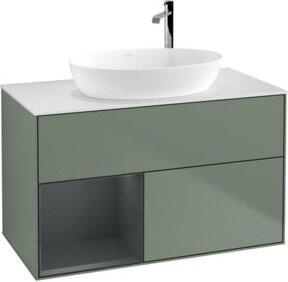 V&B Waschtischunterschrank Finion 100 mit Wandbeleuchtung in Weiß lackiert, B/T/H: 100 x 50,1 x 50,1 cm - Bild 1