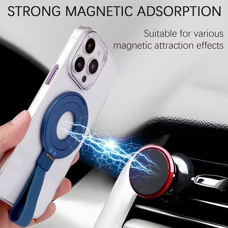 VYOPBC Magnetischer MagSafe Handy-Griff mit 360 Grad Rotation und Metallring für iPhone 17/16 Pro Max, Grau - Bild 2
