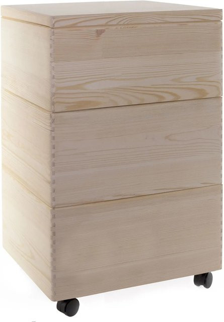 HolzFee Trio Holzkiste Set aus 3 Spielzeugkisten aus Kiefernholz und Sperrholz mit Deckel und Rollen, Farbe: beige, B/T/H: 40 x 30 x 72 cm - Bild 1