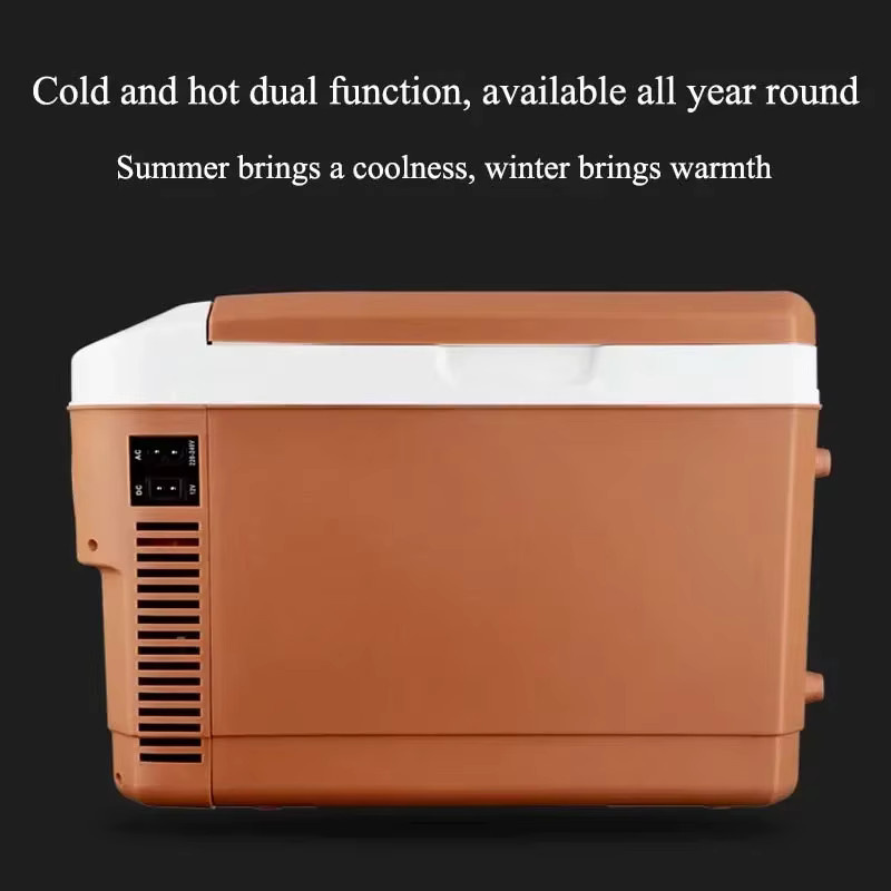 FULANG Mini-Kühlschrank mit Kühl- und Heizfunktion, 8L Volumen, Dual-Energie, leiser Betrieb, Braun/Orange - Bild 4