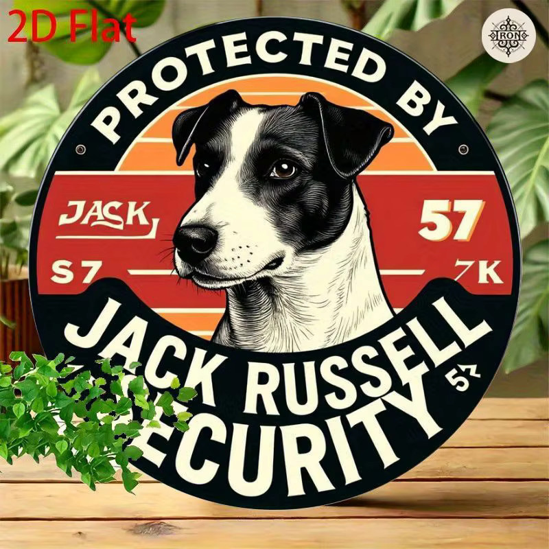 Potdemiel Jack Russell Safety Retro Aluminiumschild, rundes Metallschild für die Wanddekoration, Mehrfarbig, Durchmesser: 20 cm - Bild 4