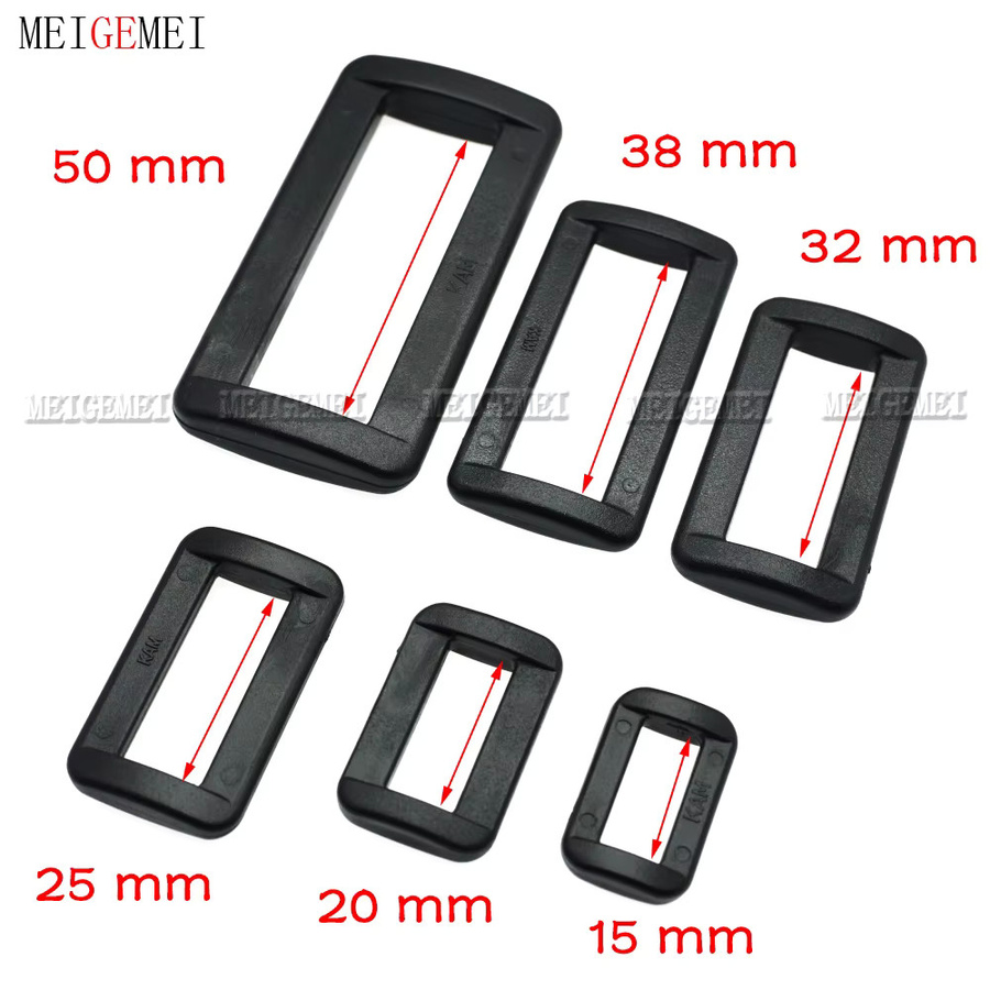 10 Stück Looploc seitliche Entriegelungsschnallen von MEIGEMEI aus Kunststoff in Schwarz, Rechteck-Ringe für Rucksackgurte und Taschen, Breite: 15 mm bis 50 mm - Bild 1