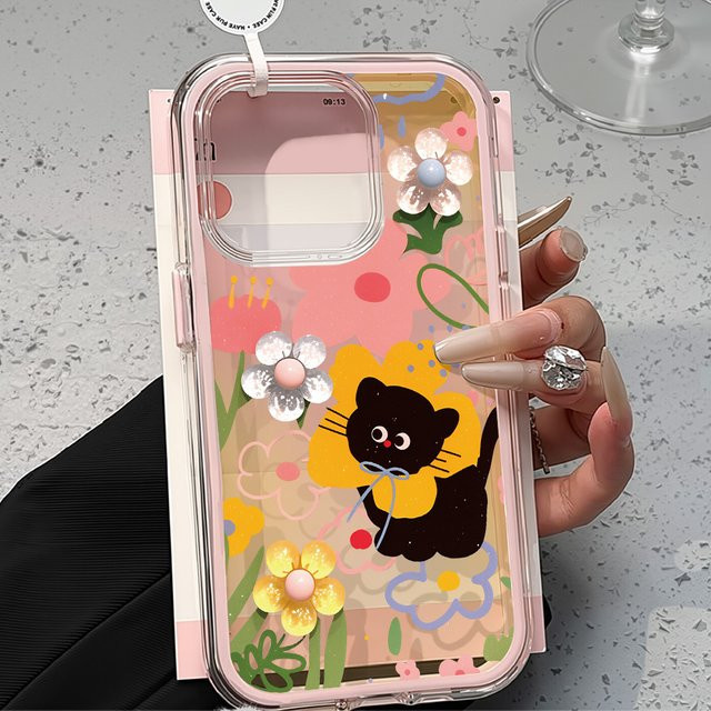 Transparente Katzen-Schutzhülle aus weichem TPU für dein iPhone 17 Pro Max, 16, 15, 14, 13, 12 Pro Max oder iPhone Air 11 in Schwarz und Transparent - Bild 1
