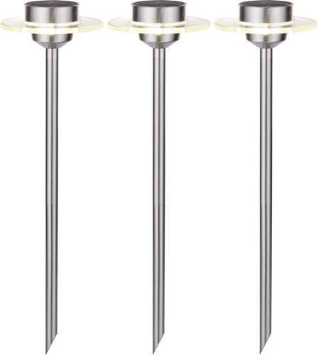 Paulmann Ufo Solar-Gartenleuchte 3er Set LED Solarspieß aus Edelstahl in Silber und Transparent mit warmweißem Licht - Bild 1
