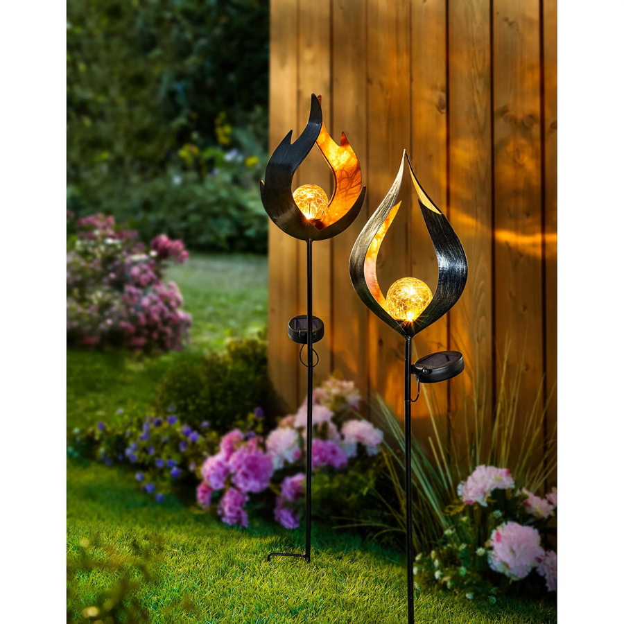 Viva Domo Solar-LED-Gartenstecker aus Metall in Schwarz mit Multicolour-Effekt - Bild 2