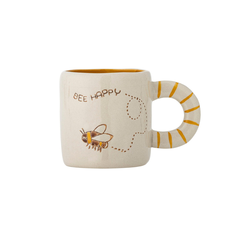 Bloomingville Mini Becher aus Steingut in Natur Cloudy, Beige/Gelb/Braun mit Punktmuster - Bild 1