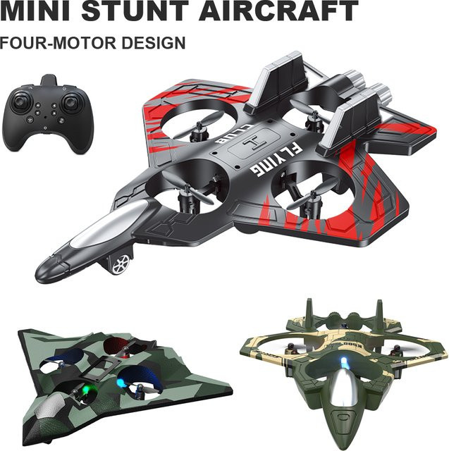 JIKEFUN Mini RC Kampfflugzeug, Fernbedienung, EPP Stunt Segelflugzeug, Blau, Bunt / Mehrfarbig - Bild 1