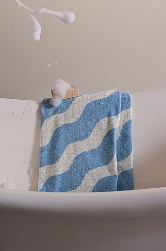 WAVES Badetuch Blau gestreift aus Baumwolle, B/H: 90 x 150 cm - Bild 1
