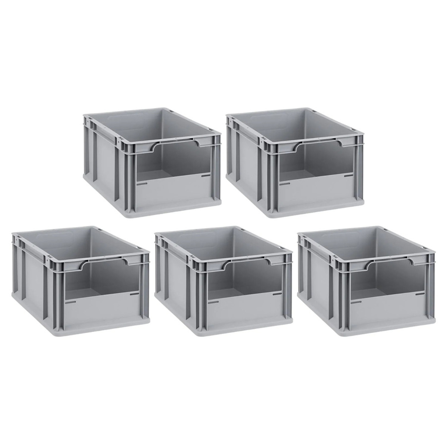 PROREGAL SparSet 5x Eurobox NextGen Insight Transportboxen mit offener Front, Grau, H x B x T: 22 x 30 x 40 cm - Bild 2