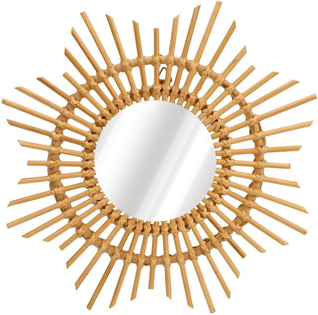CosyHome Wanddeko Rattan Spiegel in Sternform, Farbe: Beige, natürlich - Bild 1