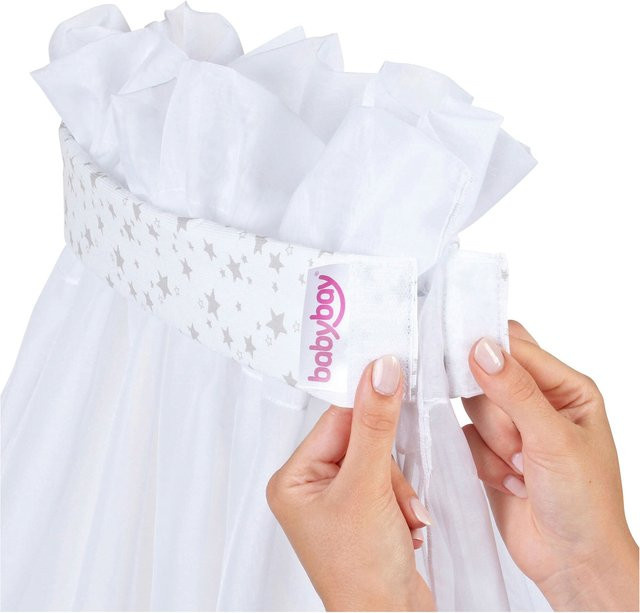 babybay Himmel Piqué mit Band in Weiß passend für alle babybay Modelle - Bild 1
